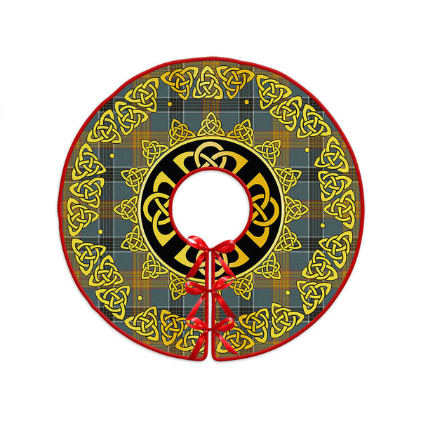 Laing (Lang) Weathered Clan Badge Tartan Christmas Tree Skirt Golden Celtic Heritage