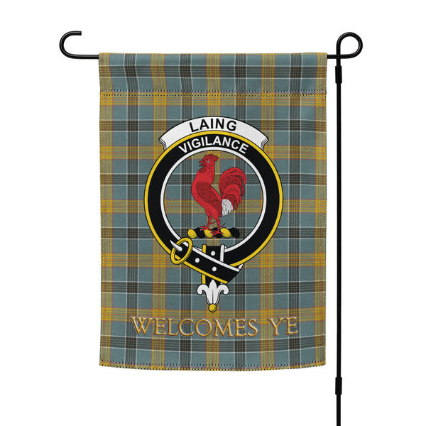 Laing (Lang) Weathered Clan Badge Tartan Garden Flag