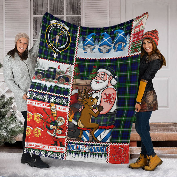 Lammie Clan Badge Tartan Blanket Scotland Santa Tattoo Christmas Comic Patchwork Style