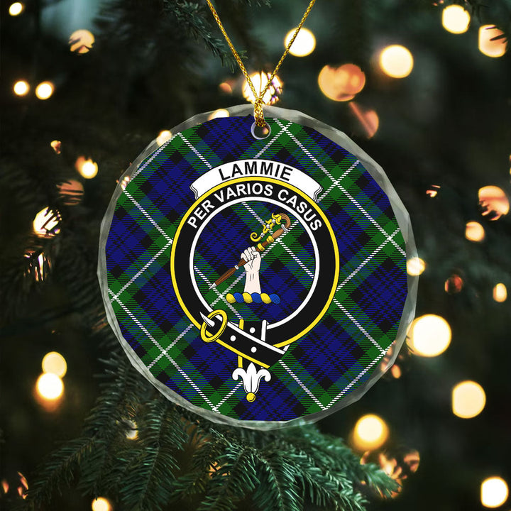 Lammie Clan Badge Tartan Glass Ornament