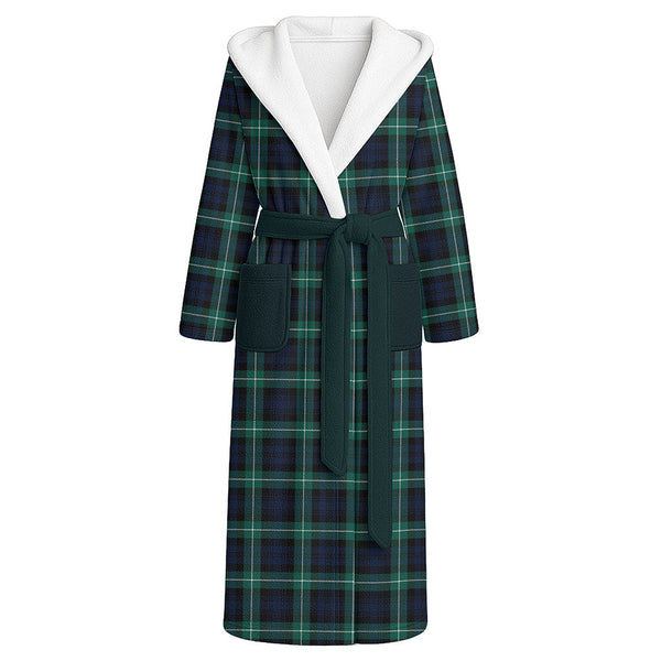 Lamont Modern Clan Badge Tartan Flannel Hooded Bathrobe