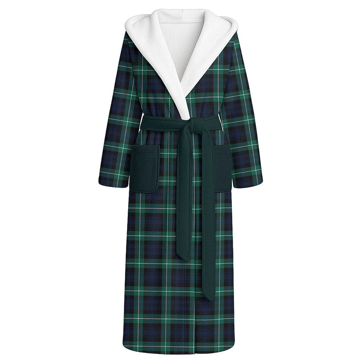 Lamont Modern Clan Badge Tartan Flannel Hooded Bathrobe