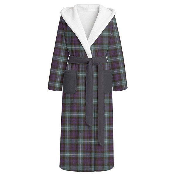 Lamont Weathered Clan Badge Tartan Flannel Hooded Bathrobe