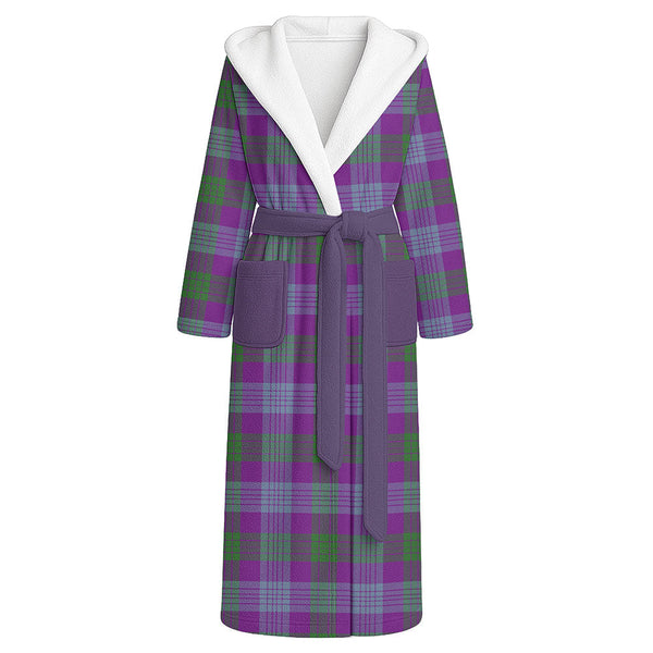 Lang (Laing) Ancient Clan Badge Tartan Flannel Hooded Bathrobe