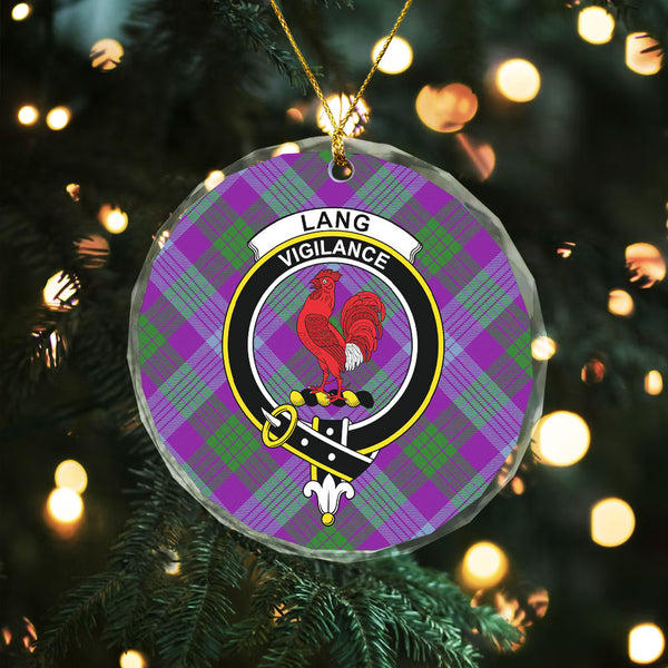 Lang (Laing) Ancient Clan Badge Tartan Glass Ornament