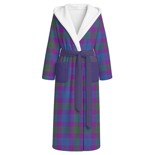 Lang (Laing) Modern Clan Badge Tartan Flannel Hooded Bathrobe