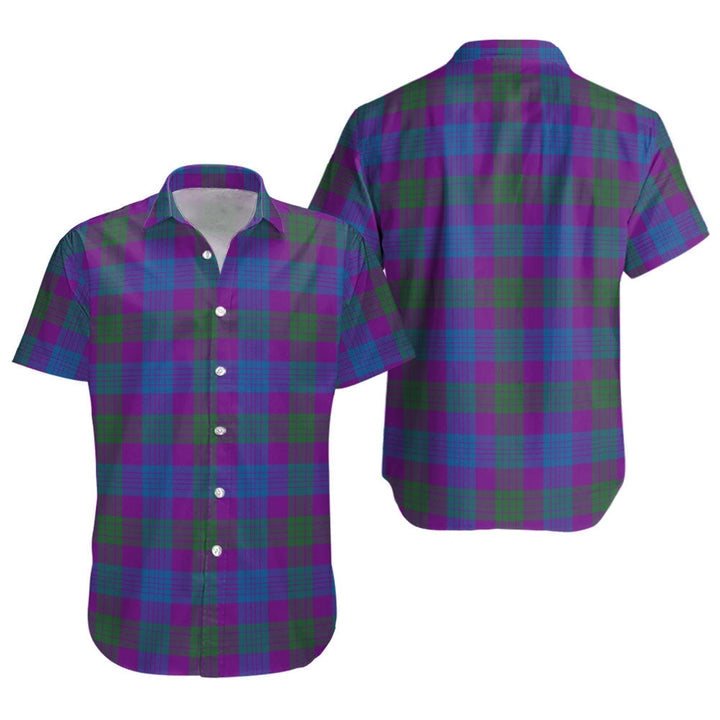 Lang (Laing) Modern Clan Badge Tartan Short Sleeve Shirt