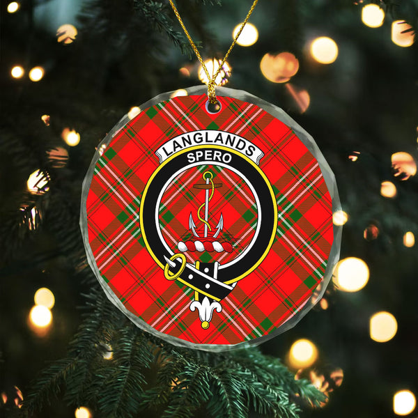Langlands Clan Badge Tartan Glass Ornament