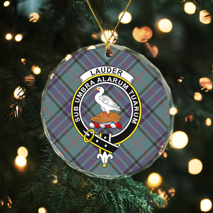 Lauder Weathered Clan Badge Tartan Glass Ornament