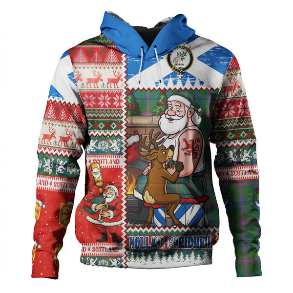 Laurie Ancient Clan Badge Tartan Hoodie Scottish Santa Tattoo Christmas Comic Patchwork Style