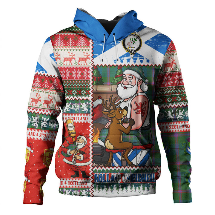Laurie Ancient Clan Badge Tartan Hoodie Scottish Santa Tattoo Christmas Comic Patchwork Style