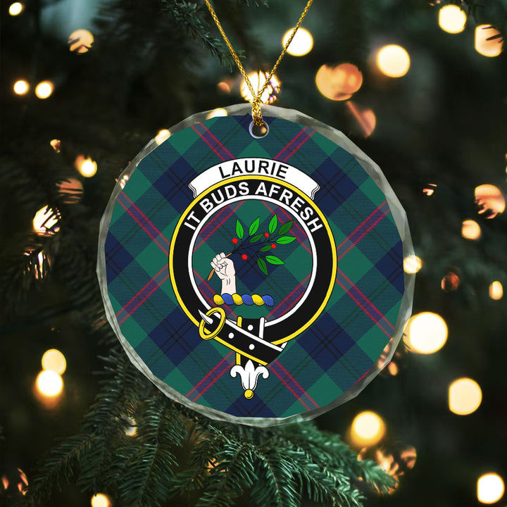 Laurie Modern Clan Badge Tartan Glass Ornament