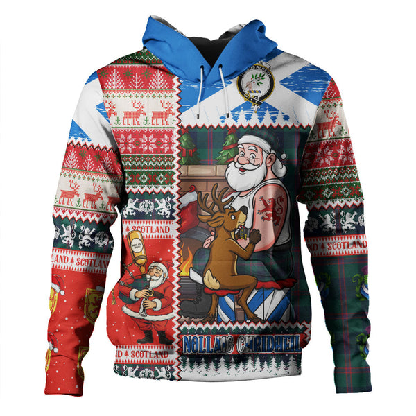 Laurie Modern Clan Badge Tartan Hoodie Scottish Santa Tattoo Christmas Comic Patchwork Style
