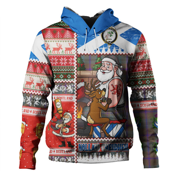 Laurie Weathered Clan Badge Tartan Hoodie Scottish Santa Tattoo Christmas Comic Patchwork Style