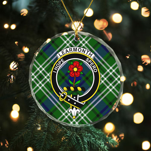 Learmonth Clan Badge Tartan Glass Ornament