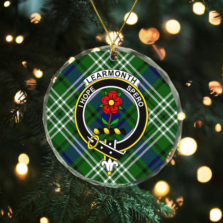 Learmonth Clan Badge Tartan Glass Ornament