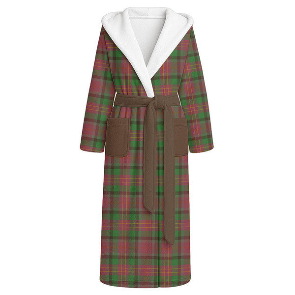 Leighton Ancient Clan Badge Tartan Flannel Hooded Bathrobe