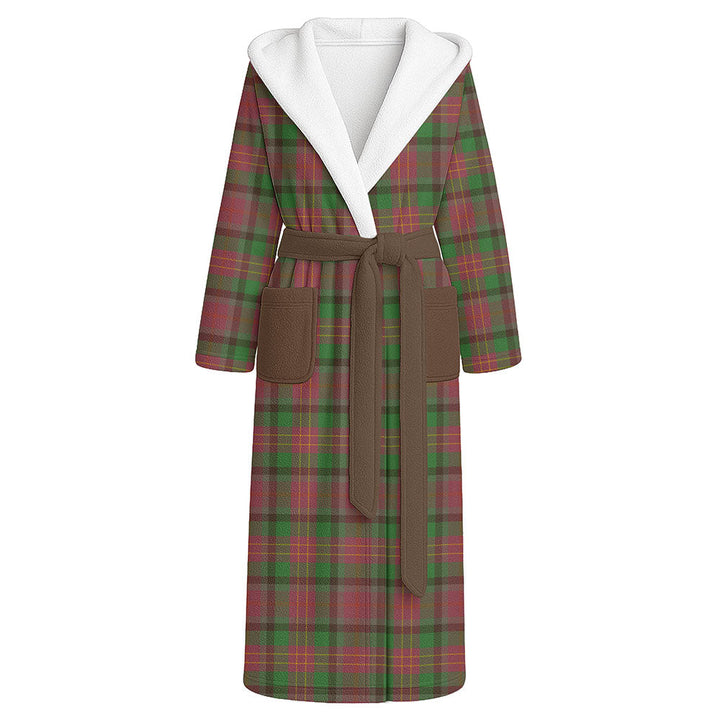 Leighton Ancient Clan Badge Tartan Flannel Hooded Bathrobe