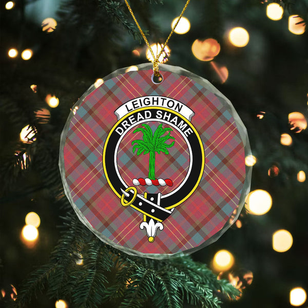 Leighton Weathered Clan Badge Tartan Glass Ornament