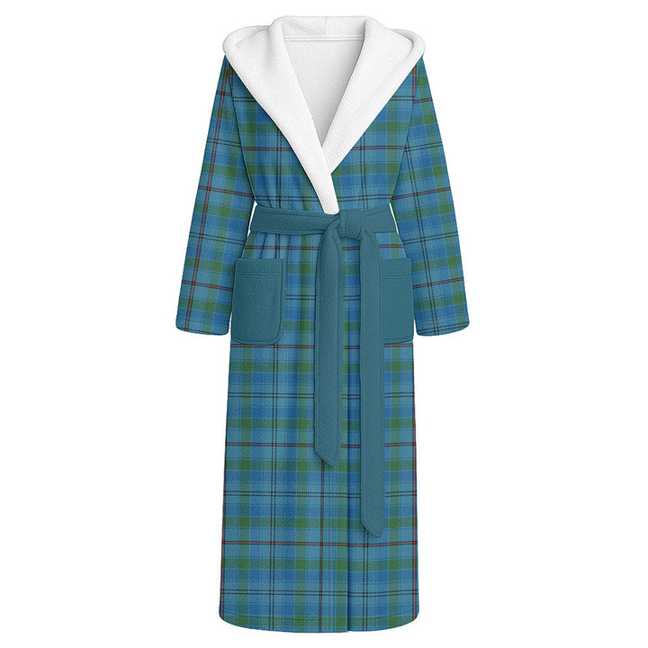 Leith District Ancient Clan Badge Tartan Flannel Hooded Bathrobe