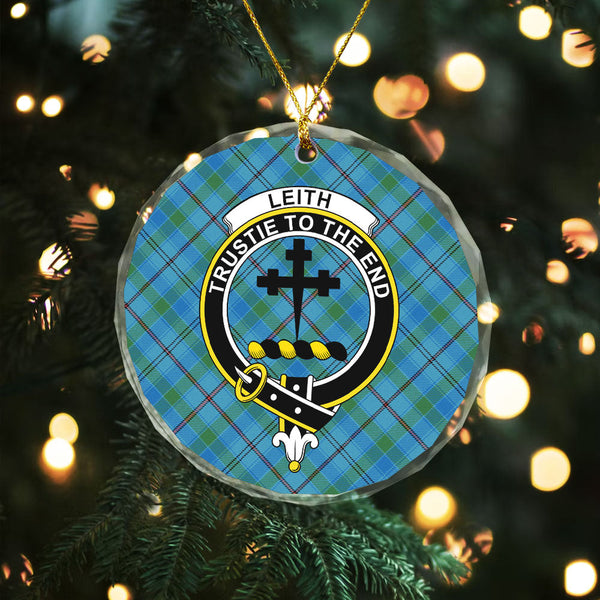 Leith District Ancient Clan Badge Tartan Glass Ornament