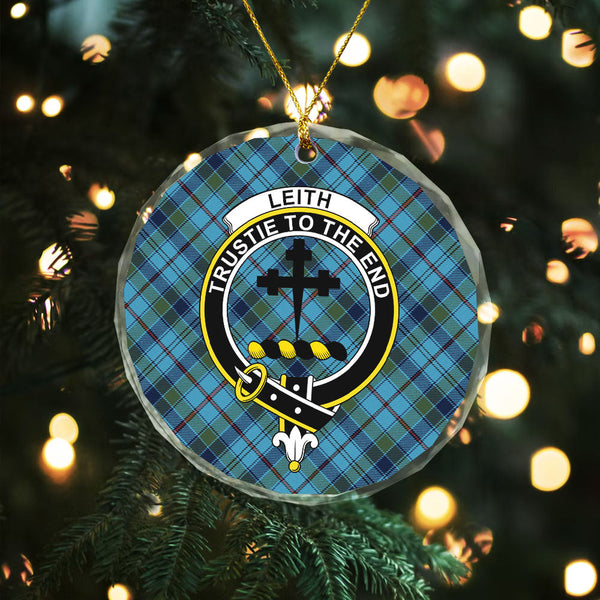Leith District Modern Clan Badge Tartan Glass Ornament