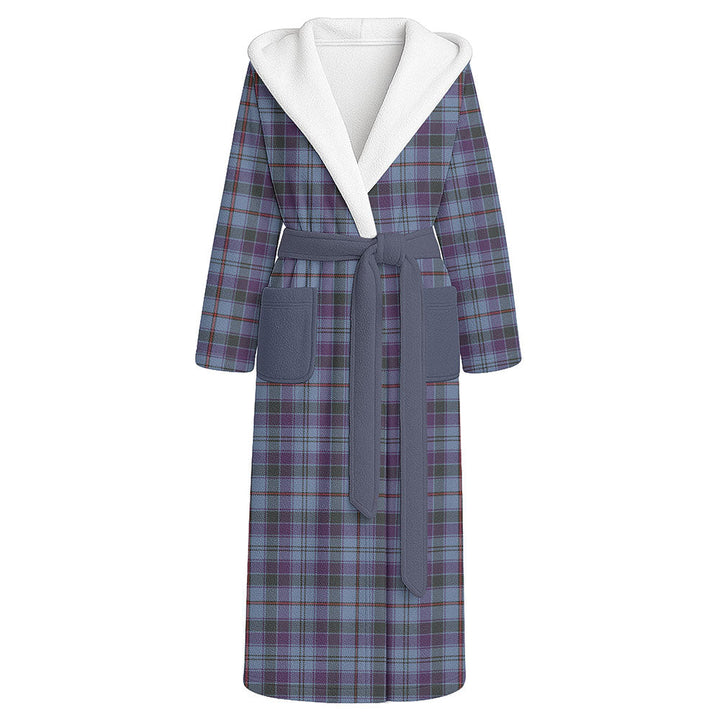 Leith District Weathered Clan Badge Tartan Flannel Hooded Bathrobe