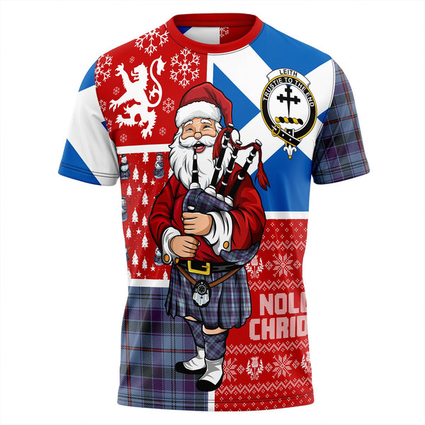 Leith District Weathered Clan Badge Tartan T-Shirt Scotland Christmas Santa