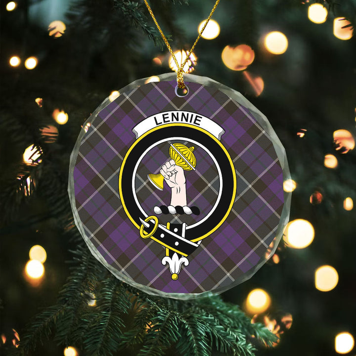 Lennie Weathered Clan Badge Tartan Glass Ornament