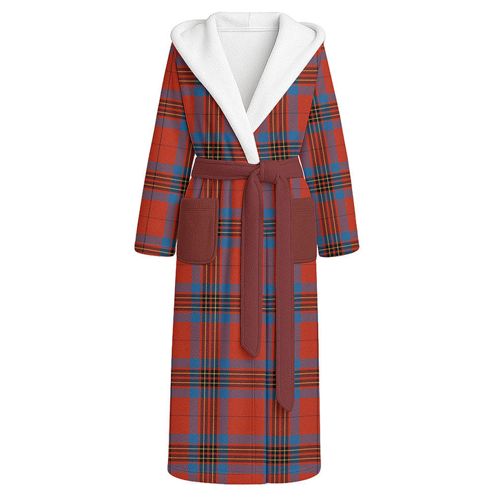 Leslie Ancient Clan Badge Tartan Flannel Hooded Bathrobe