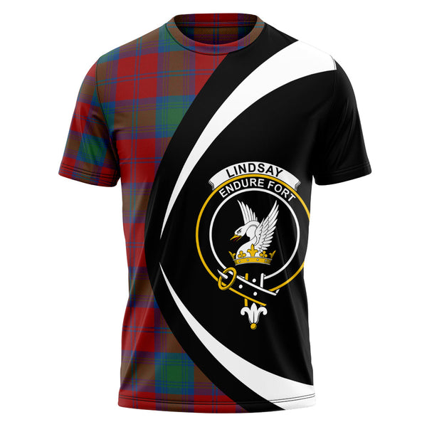 Lindsay Modern Clan Badge Tartan T-Shirt Circle Style Personalized