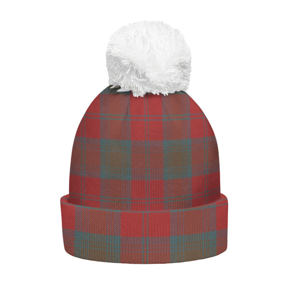 Lindsay Weathered Clan Badge Tartan Bobble Beanie Hat