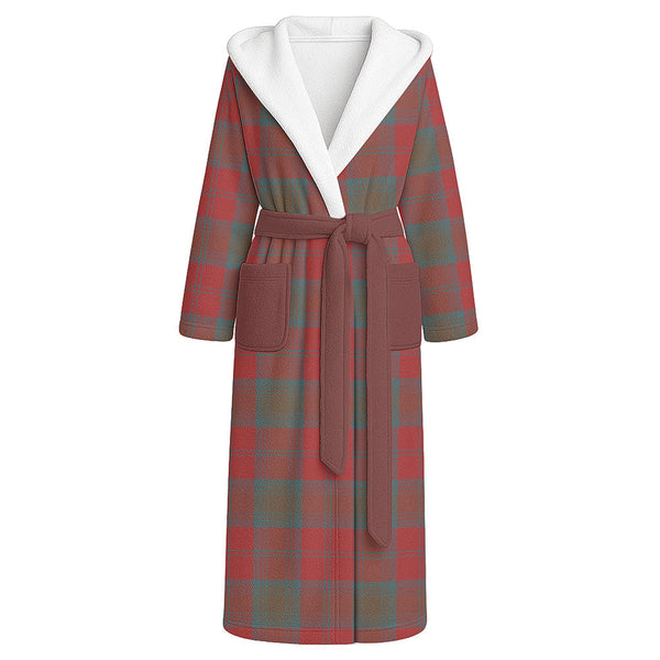 Lindsay Weathered Clan Badge Tartan Flannel Hooded Bathrobe
