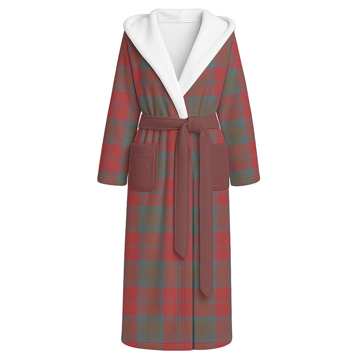 Lindsay Weathered Clan Badge Tartan Flannel Hooded Bathrobe