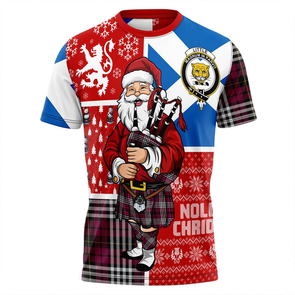 Little of Morton Rigg Modern Clan Badge Tartan T-Shirt Scotland Christmas Santa