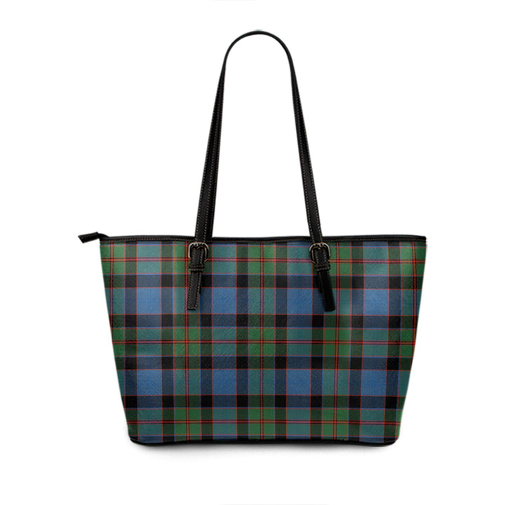 Lochaber Cameron Ancient Tartan Leather Tote Bag