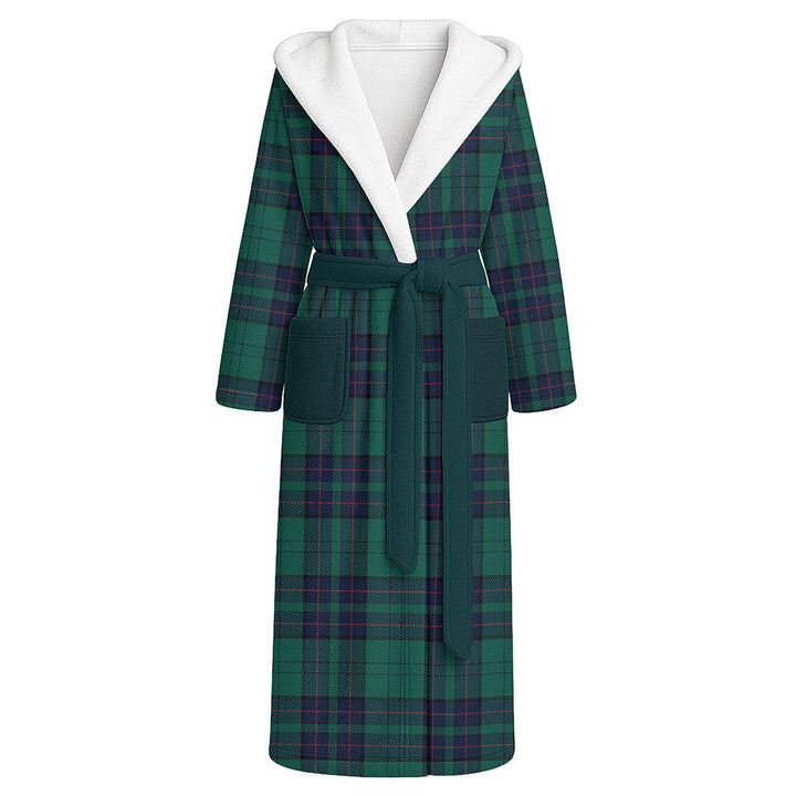 Lockhart Modern Clan Badge Tartan Flannel Hooded Bathrobe