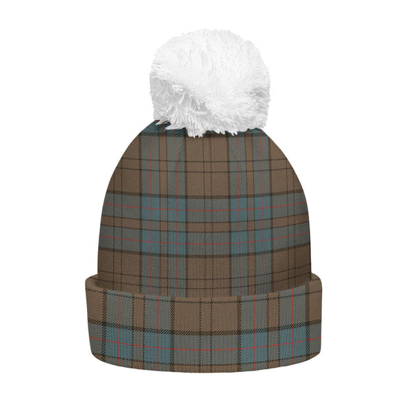 Lockhart Weathered Clan Badge Tartan Bobble Beanie Hat