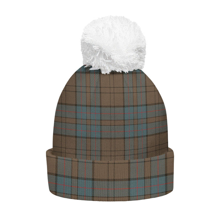 Lockhart Weathered Clan Badge Tartan Bobble Beanie Hat