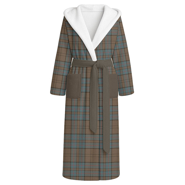 Lockhart Weathered Clan Badge Tartan Flannel Hooded Bathrobe