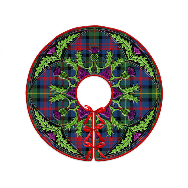 Logan Modern Clan Badge Tartan Christmas Tree Skirt Scottish Thistle Design