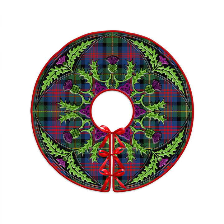 Logan Modern Clan Badge Tartan Christmas Tree Skirt Scottish Thistle Design