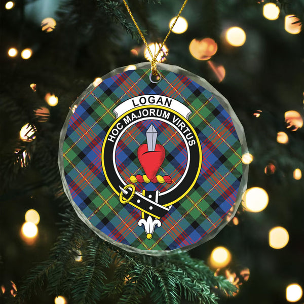 Logan Modern Clan Badge Tartan Glass Ornament