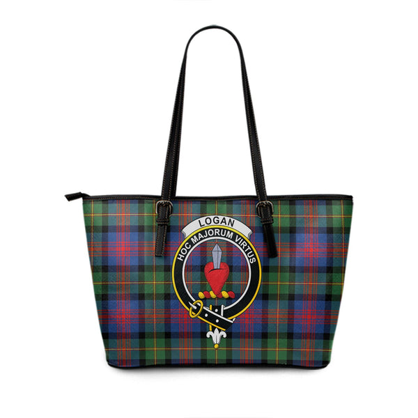 Logan Modern Clan Badge Tartan Leather Tote Bag