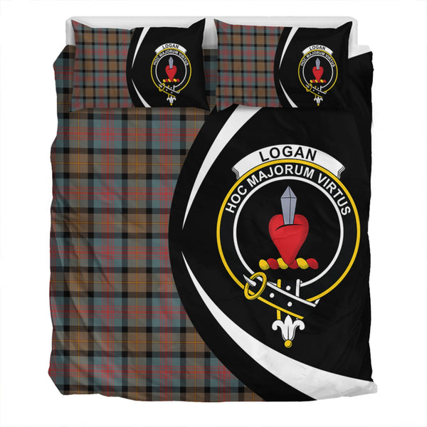 Logan Weathered Clan Badge Tartan Bedding Set Circle Style