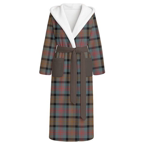 Logan Weathered Clan Badge Tartan Flannel Hooded Bathrobe