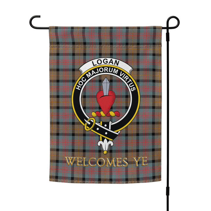 Logan Weathered Clan Badge Tartan Garden Flag