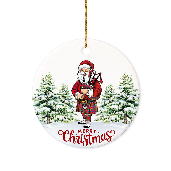 Lumsden Modern Tartan Ceramic Ornament Santa
