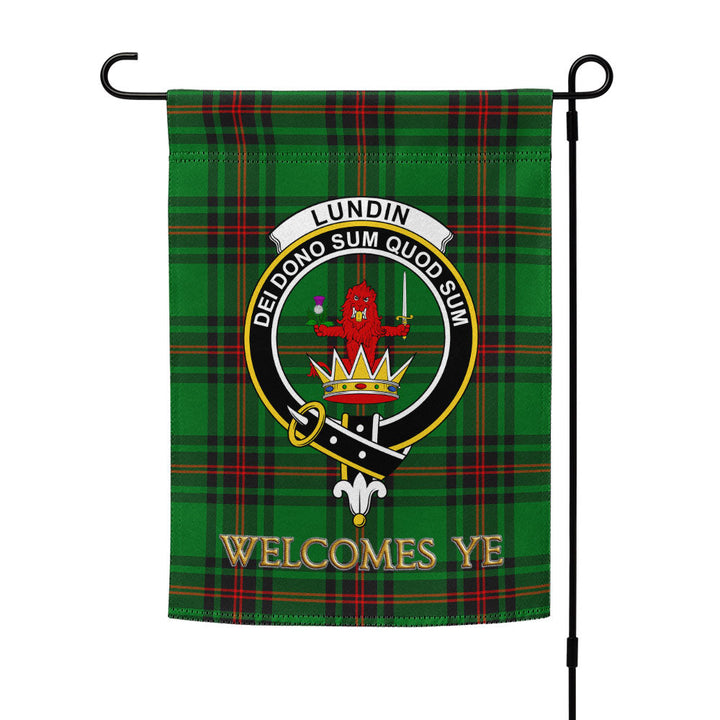 Lundin Clan Badge Tartan Garden Flag
