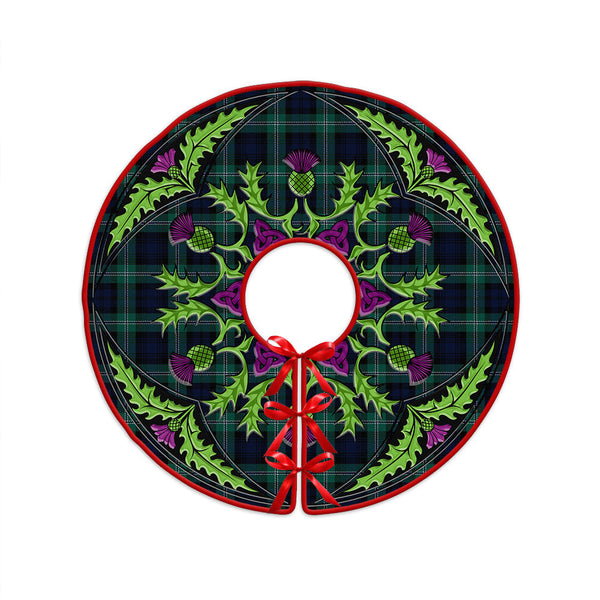 Lyon (Liall Lyall Lyle) Modern Clan Badge Tartan Christmas Tree Skirt Scottish Thistle Design